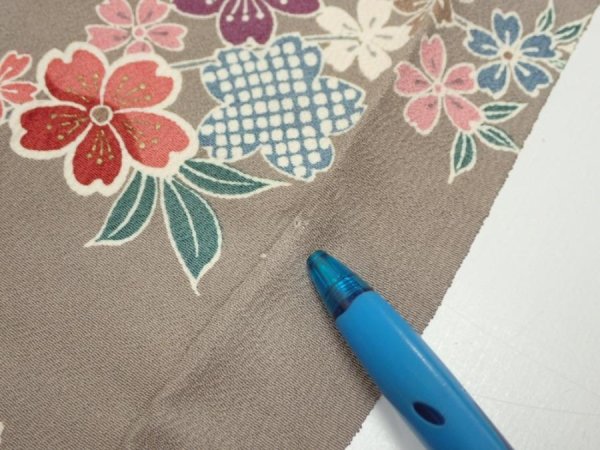 Photo10: 2Q01z70  Japanese Kimono Silk  FABRIC Plum branch  46.1x15.0 (10)