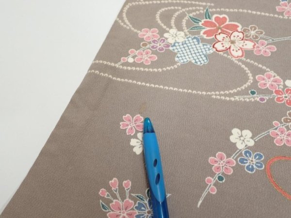 Photo5: 2Q02z70  Japanese Kimono Silk  FABRIC Plum branch  46.1x15.0 (5)