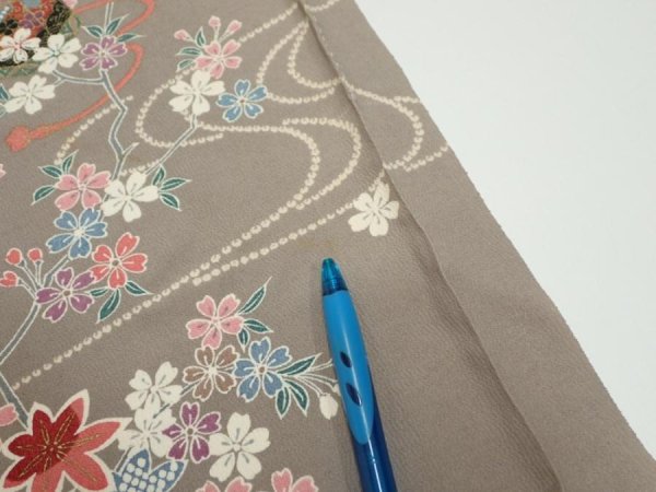 Photo8: 2Q02z70  Japanese Kimono Silk  FABRIC Plum branch  46.1x15.0 (8)