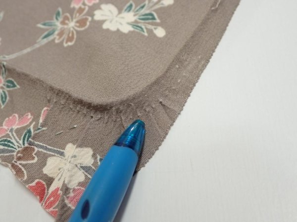 Photo9: 2Q02z70  Japanese Kimono Silk  FABRIC Plum branch  46.1x15.0 (9)