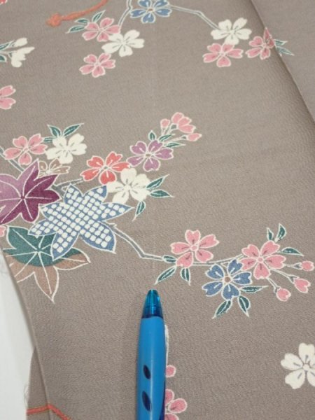 Photo5: 2Q07z50  Japanese Kimono Silk  FABRIC Plum branch  61.4x7.7 (5)