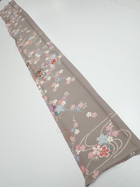 Photo5: 2Q08z50  Japanese Kimono Silk  FABRIC Plum branch  61.4x7.7 (5)