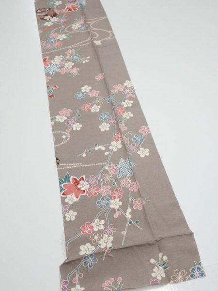 Photo2: 2Q09z50  Japanese Kimono Silk  FABRIC Plum branch  80.3x7.1 (2)