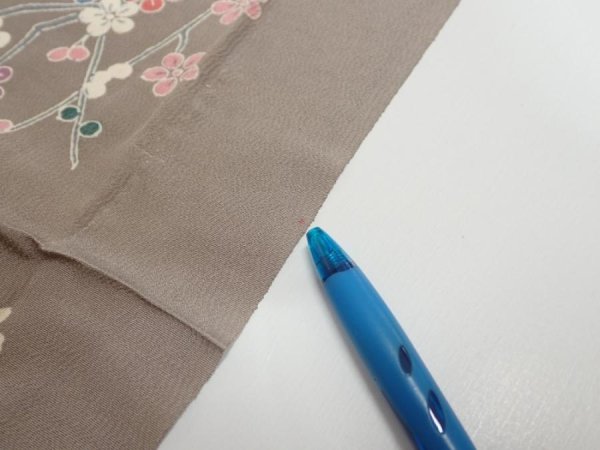 Photo7: 2Q09z50  Japanese Kimono Silk  FABRIC Plum branch  80.3x7.1 (7)