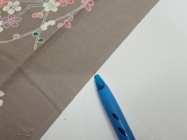 Photo10: 2Q09z50  Japanese Kimono Silk  FABRIC Plum branch  80.3x7.1 (10)