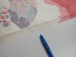 Photo6: 2S01z120  Japanese Kimono Silk  FABRIC Flowers Off-white 86.6x15.7 (6)