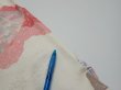 Photo7: 2S01z120  Japanese Kimono Silk  FABRIC Flowers Off-white 86.6x15.7 (7)