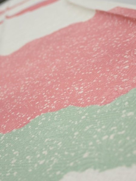 Photo4: 2S07z50  Japanese Kimono Silk  FABRIC  Off-white 66.1x7.7 (4)