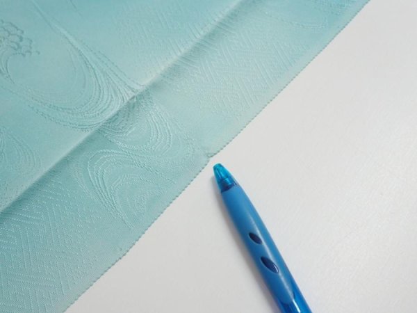 Photo8: 2S01z50  Japanese Kimono Silk  FABRIC Wave Light blue 36.6x14.4 (8)