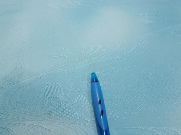 Photo7: 2S02z50  Japanese Kimono Silk  FABRIC Wave Light blue 36.6x14.4 (7)