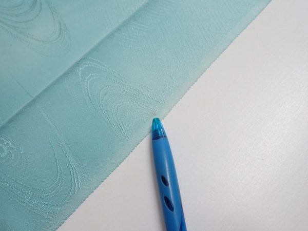 Photo6: 2S03z80  Japanese Kimono Silk  FABRIC Wave Light blue 63.0x14.6 (6)