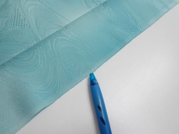 Photo7: 2S03z80  Japanese Kimono Silk  FABRIC Wave Light blue 63.0x14.6 (7)