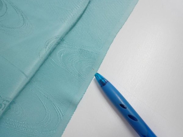 Photo8: 2S03z80  Japanese Kimono Silk  FABRIC Wave Light blue 63.0x14.6 (8)
