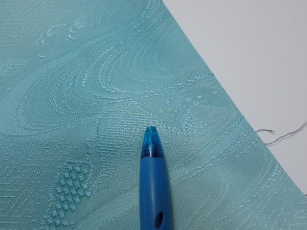 Photo6: 2S04z80  Japanese Kimono Silk  FABRIC Wave Light blue 62.2x14.6 (6)