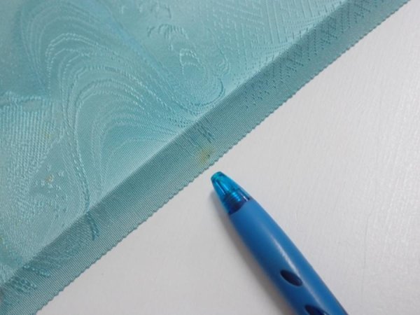 Photo8: 2S04z80  Japanese Kimono Silk  FABRIC Wave Light blue 62.2x14.6 (8)