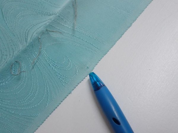 Photo6: 2S05z90  Japanese Kimono Silk  FABRIC Wave Light blue 63.0x14.6 (6)