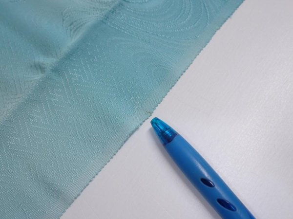 Photo7: 2S05z90  Japanese Kimono Silk  FABRIC Wave Light blue 63.0x14.6 (7)