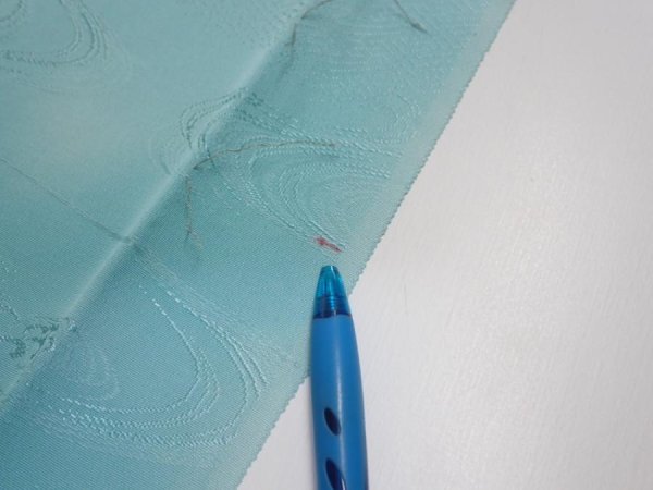 Photo8: 2S05z90  Japanese Kimono Silk  FABRIC Wave Light blue 63.0x14.6 (8)