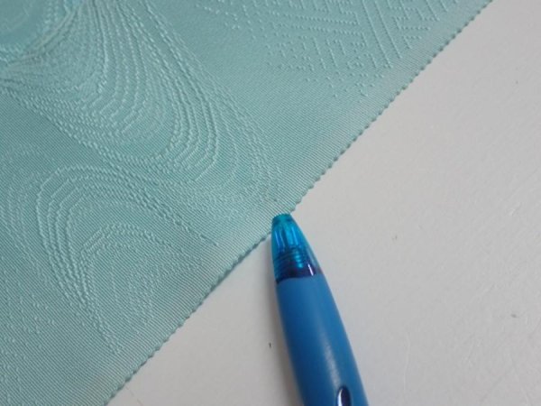 Photo6: 2S06z90  Japanese Kimono Silk  FABRIC Wave Light blue 63.0x14.6 (6)