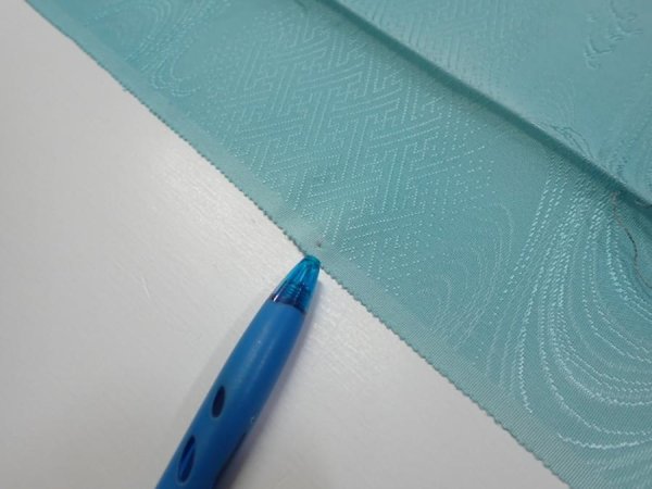 Photo7: 2S06z90  Japanese Kimono Silk  FABRIC Wave Light blue 63.0x14.6 (7)