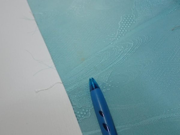 Photo6: 2S08z40  Japanese Kimono Silk  FABRIC Wave Light blue 54.7x7.3 (6)