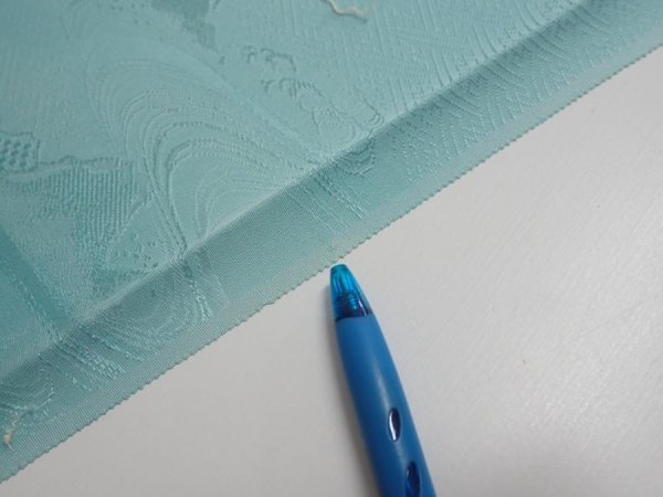 Photo7: 2S08z40  Japanese Kimono Silk  FABRIC Wave Light blue 54.7x7.3 (7)