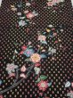 Photo1: 2S01z60  Japanese Kimono Silk  FABRIC Flower Black 40.2x14.6 (1)