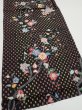 Photo2: 2S01z60  Japanese Kimono Silk  FABRIC Flower Black 40.2x14.6 (2)