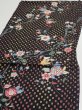 Photo3: 2S01z60  Japanese Kimono Silk  FABRIC Flower Black 40.2x14.6 (3)