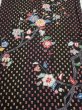 Photo1: 2S02z  Japanese Kimono Silk  FABRIC Flower Black (1)