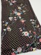 Photo2: 2S02z  Japanese Kimono Silk  FABRIC Flower Black (2)