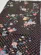 Photo3: 2S02z  Japanese Kimono Silk  FABRIC Flower Black (3)