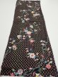 Photo5: 2S02z  Japanese Kimono Silk  FABRIC Flower Black (5)