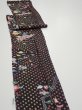 Photo3: 2S09z60  Japanese Kimono Silk  FABRIC Flower Black 78.7x6.7 (3)