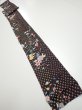 Photo4: 2S09z60  Japanese Kimono Silk  FABRIC Flower Black 78.7x6.7 (4)