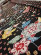 Photo5: 2S09z60  Japanese Kimono Silk  FABRIC Flower Black 78.7x6.7 (5)