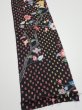 Photo2: 2S10z30  Japanese Kimono Silk  FABRIC Flower Black 34.6x6.9 (2)