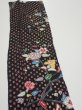 Photo3: 2S10z30  Japanese Kimono Silk  FABRIC Flower Black 34.6x6.9 (3)