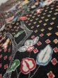 Photo4: 2S10z30  Japanese Kimono Silk  FABRIC Flower Black 34.6x6.9 (4)