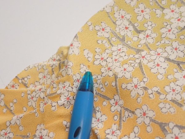 Photo6: 2S01z60  Japanese Kimono Silk  FABRIC Sakura branch Orange-Yellow 44.9x14.4 (6)