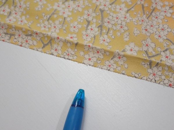 Photo7: 2S01z60  Japanese Kimono Silk  FABRIC Sakura branch Orange-Yellow 44.9x14.4 (7)