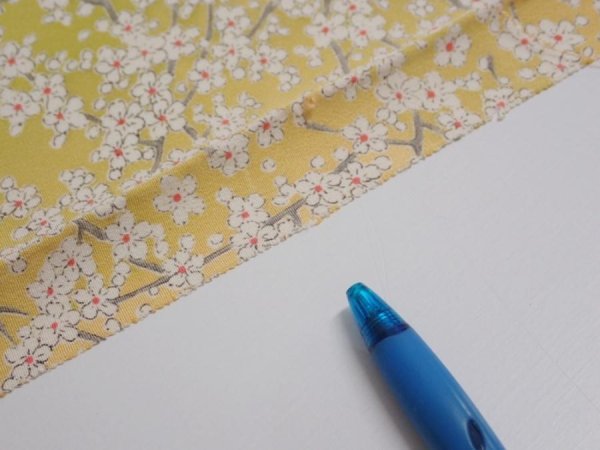 Photo6: 2S02z60  Japanese Kimono Silk  FABRIC Sakura branch Orange-Yellow 44.9x14.4 (6)