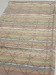 Photo3: 2S01z50  Japanese Kimono Silk TSUMUGI FABRIC Lattice Brown-Gray 41.7x14.8 (3)
