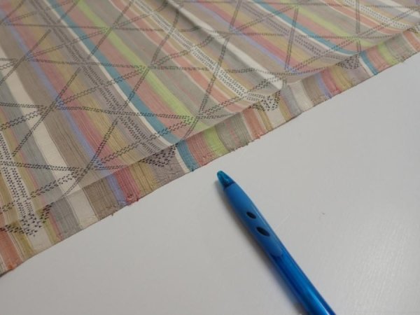 Photo7: 2S01z50  Japanese Kimono Silk TSUMUGI FABRIC Lattice Brown-Gray 41.7x14.8 (7)