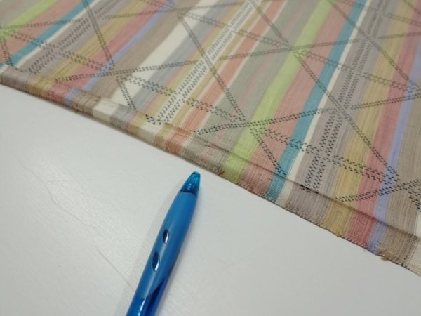 Photo8: 2S01z50  Japanese Kimono Silk TSUMUGI FABRIC Lattice Brown-Gray 41.7x14.8 (8)