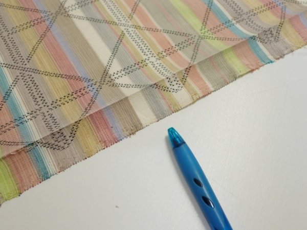 Photo6: 2S02z50  Japanese Kimono Silk TSUMUGI FABRIC Lattice Brown-Gray 41.7x15.0 (6)