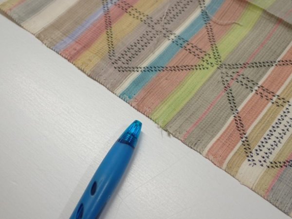 Photo7: 2S04z70  Japanese Kimono Silk TSUMUGI FABRIC Lattice Brown-Gray 67.7x14.8 (7)