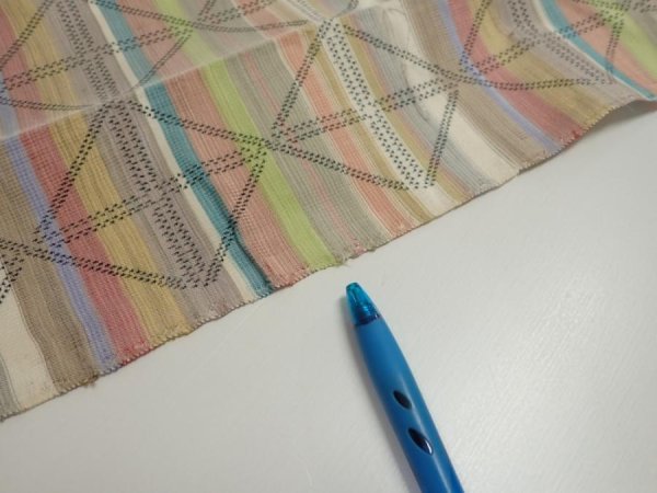 Photo6: 2S05z70  Japanese Kimono Silk TSUMUGI FABRIC Lattice Brown-Gray 68.1x14.8 (6)