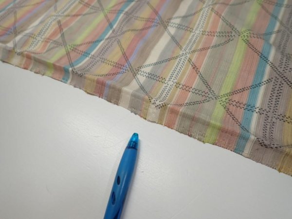 Photo7: 2S05z70  Japanese Kimono Silk TSUMUGI FABRIC Lattice Brown-Gray 68.1x14.8 (7)