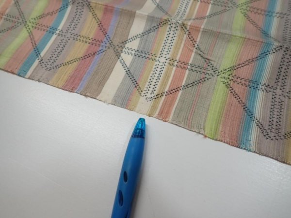 Photo7: 2S06z70  Japanese Kimono Silk TSUMUGI FABRIC Lattice Brown-Gray 67.7x14.8 (7)